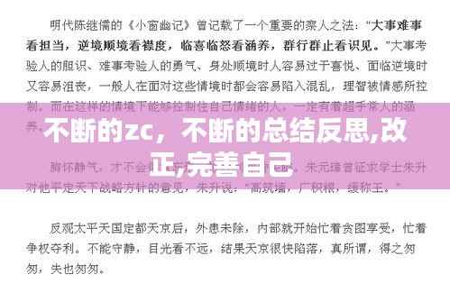不断的zc,不断的总结反思,改正,完善自己
